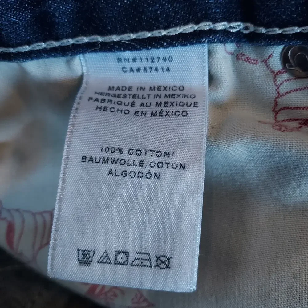 True Religion Distressed Straight Leg Blue Jeans Size 38